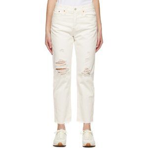 Levi's Wedgie Fit White Distress Jeans - Size 28